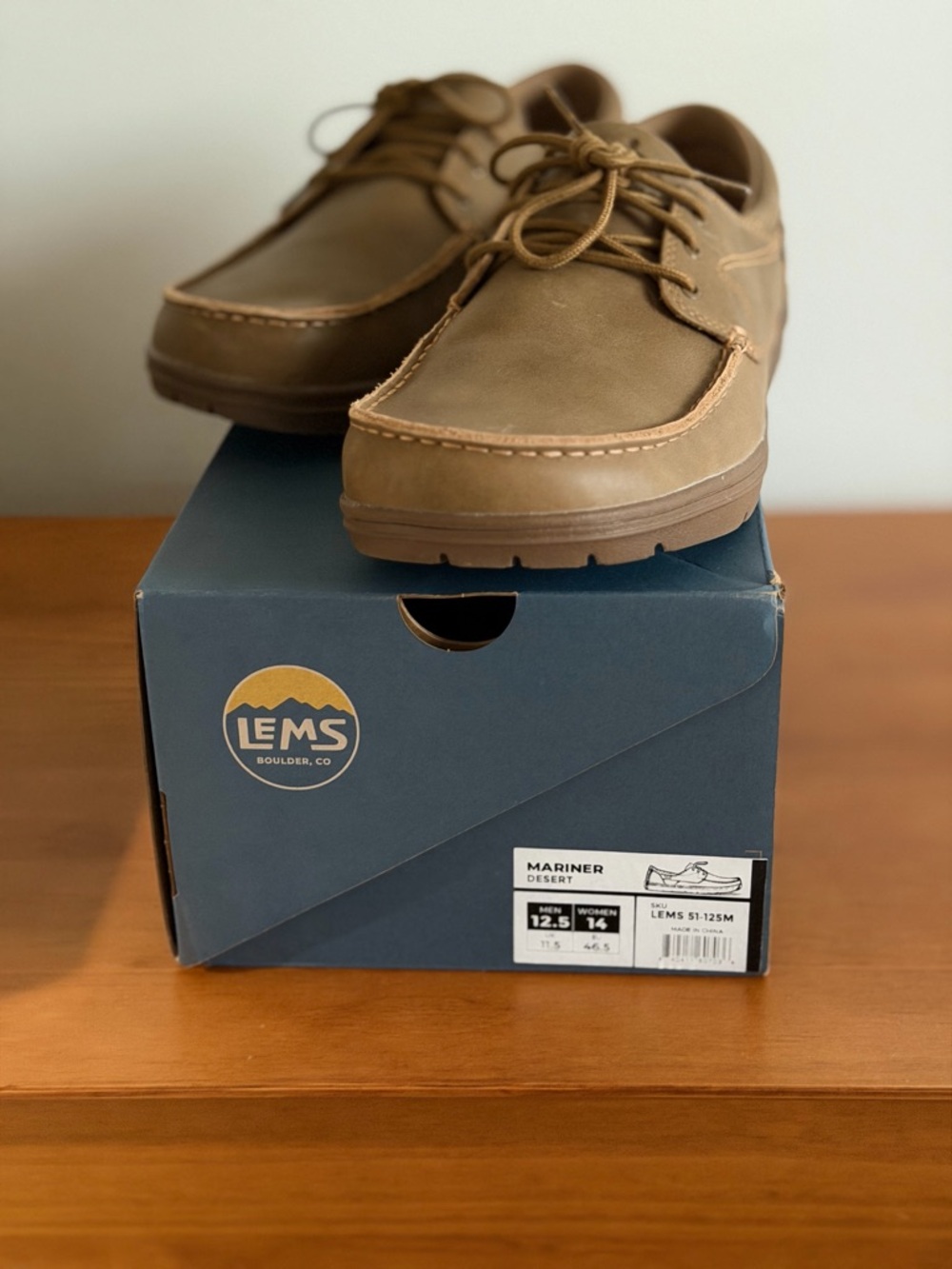 LEMS Mariner Boat Shoes in Desert Brown - Lightweight Casual Lace-Up